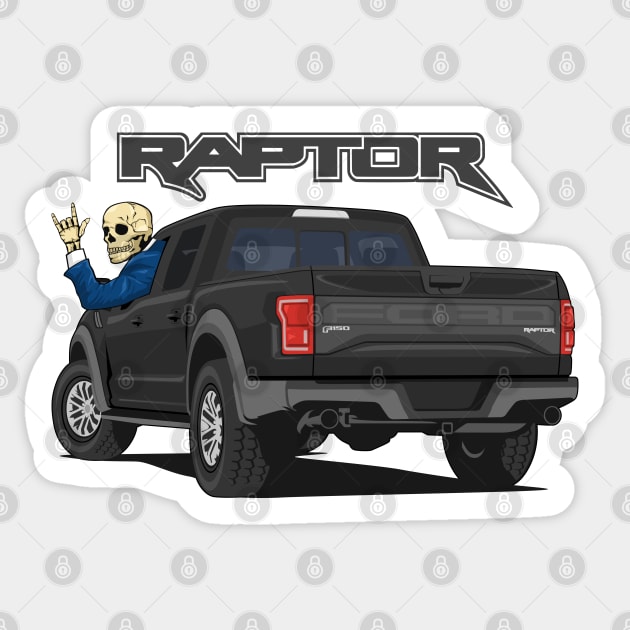 Truck ranger raptor f150 4x4 hand skull metal black Sticker by creative.z